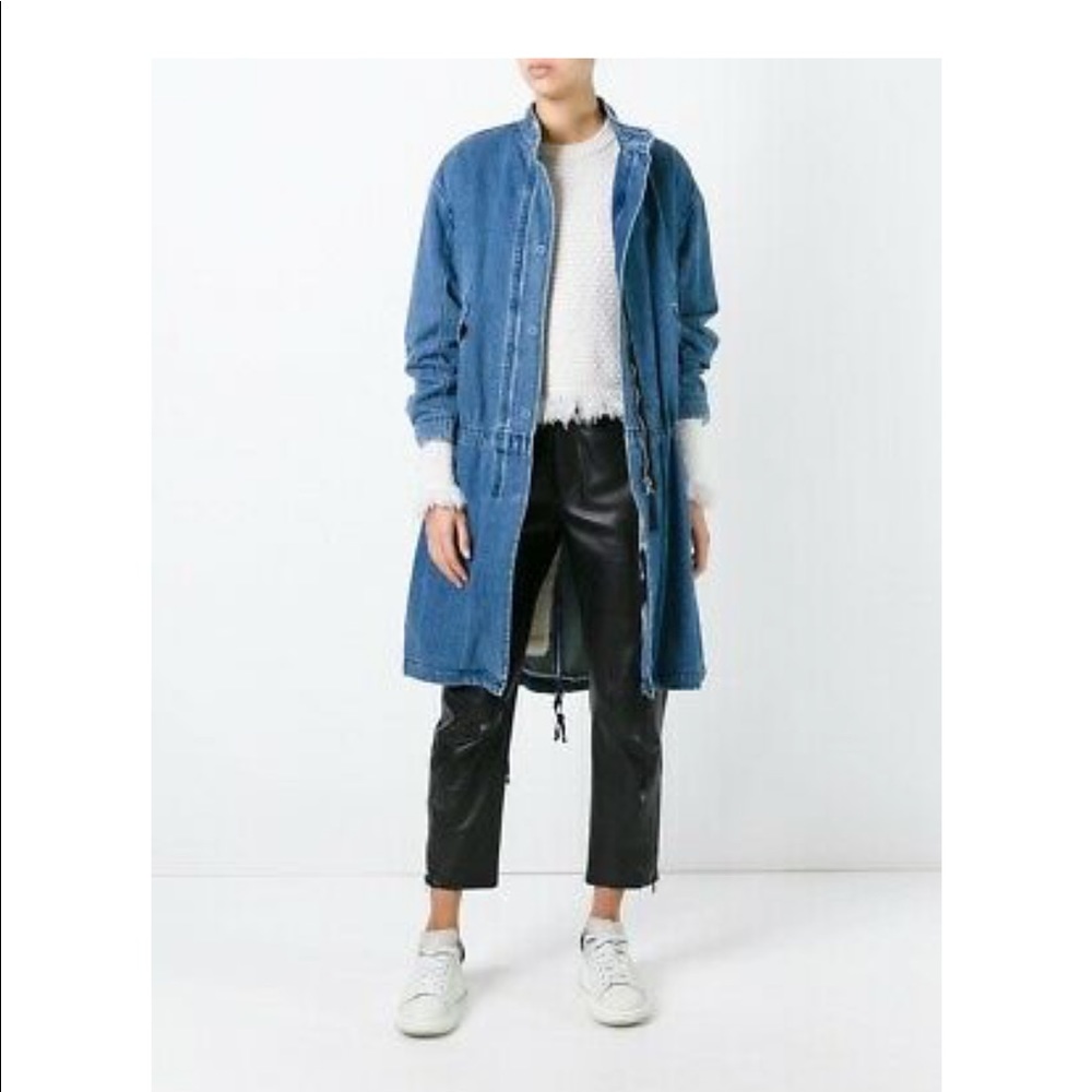 Helmut Lang Fur Lined Denim Parka Size L NEW